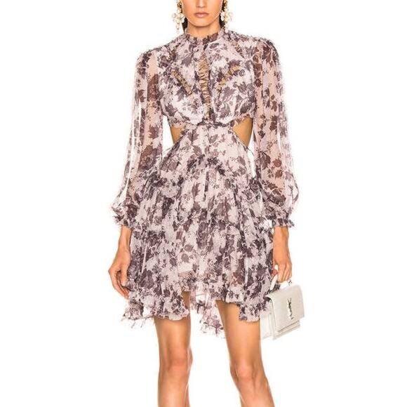 Zimmermann Dresses & Skirts - Zimmerman Juno Floating Aged Batik Floral Long-Sleeve Mini Dress